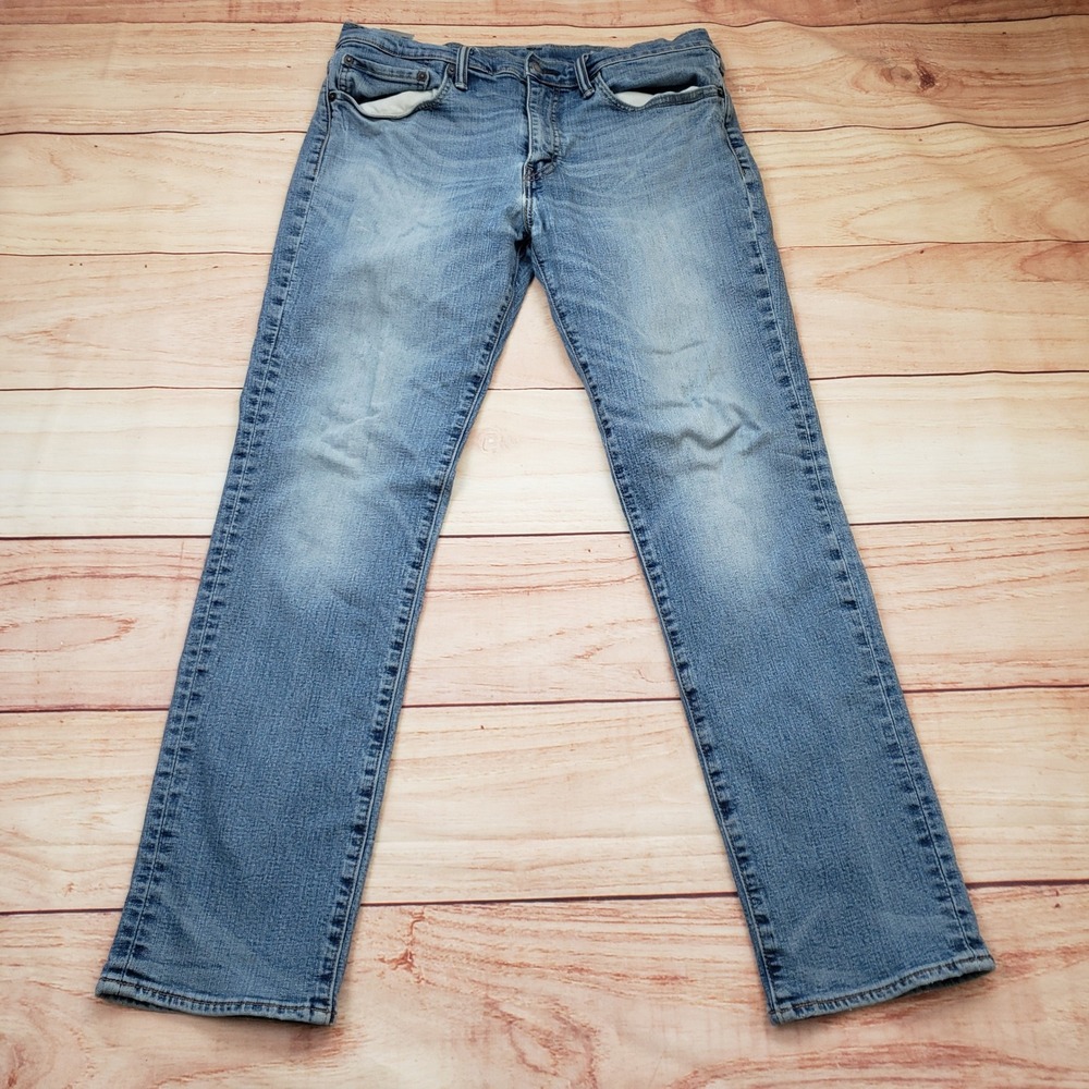Levis 511 Jeans Mens 34x32 Slim‎ Fit Light Wash Blue Denim Adult 04511-2066
